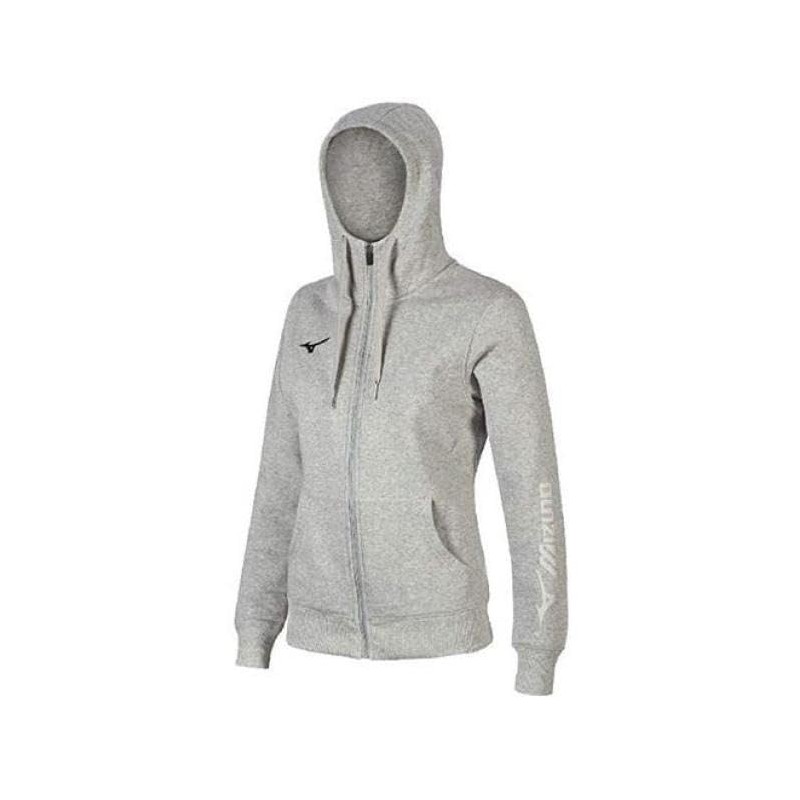 Felpa A Zip Intera Con Cappuccio Mizuno Grigio
