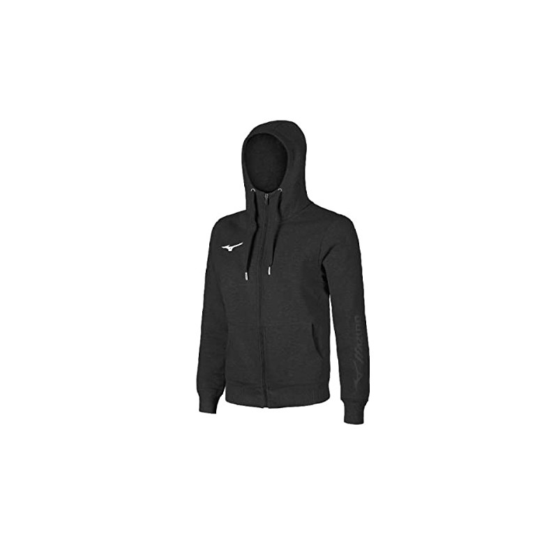 Felpa A Zip Intera Con Cappuccio Mizuno Nero