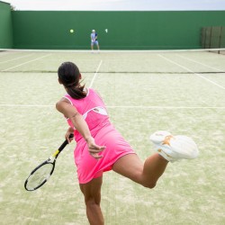 Vestito da donna per Tennis BREAK colore rosa fluo