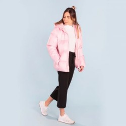 Giubbotto imbottito LION da Donna con Cappuccio colore rosa chiaro